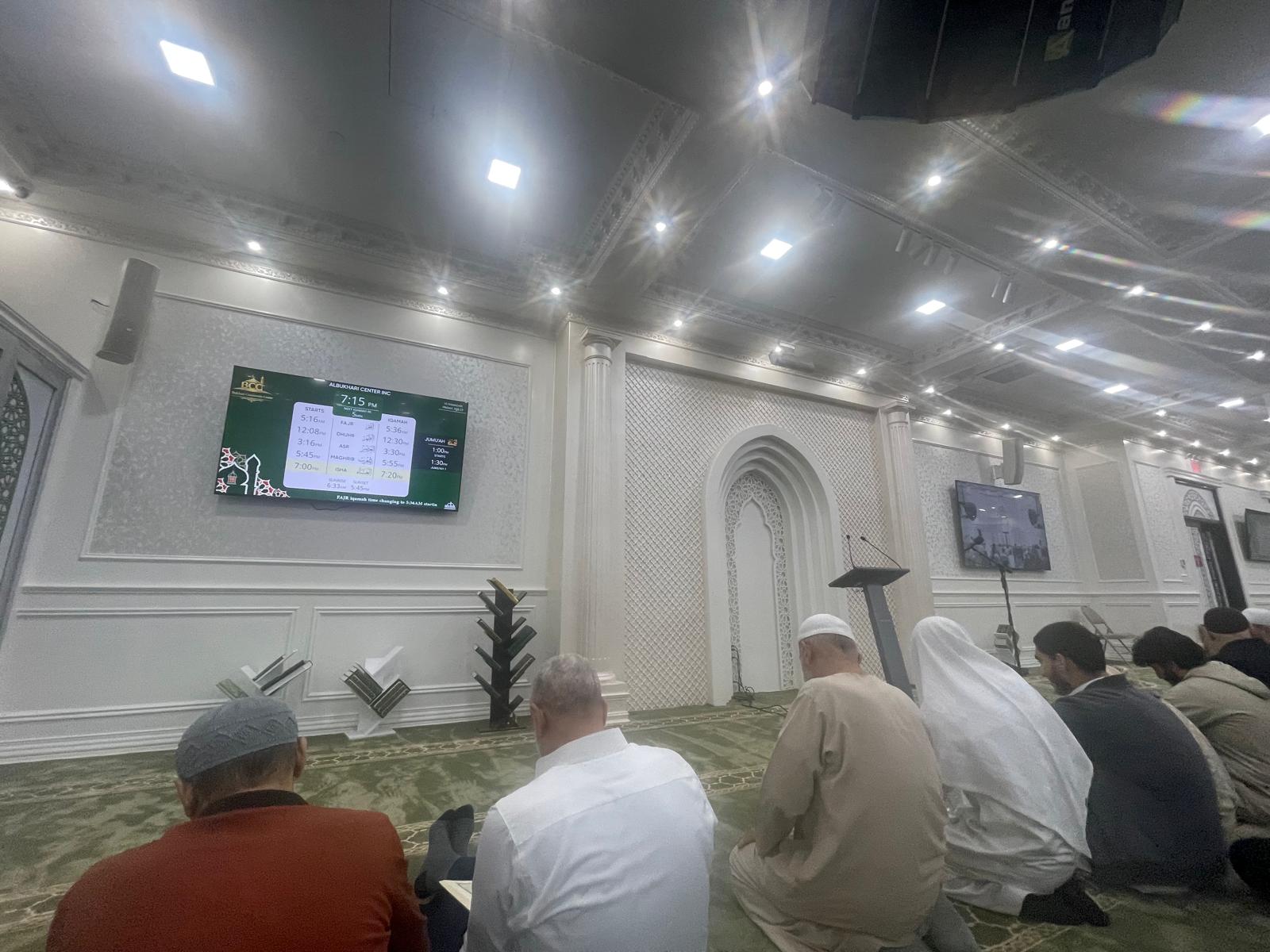 Professional audio-visual system installation inside a mosque in New York
